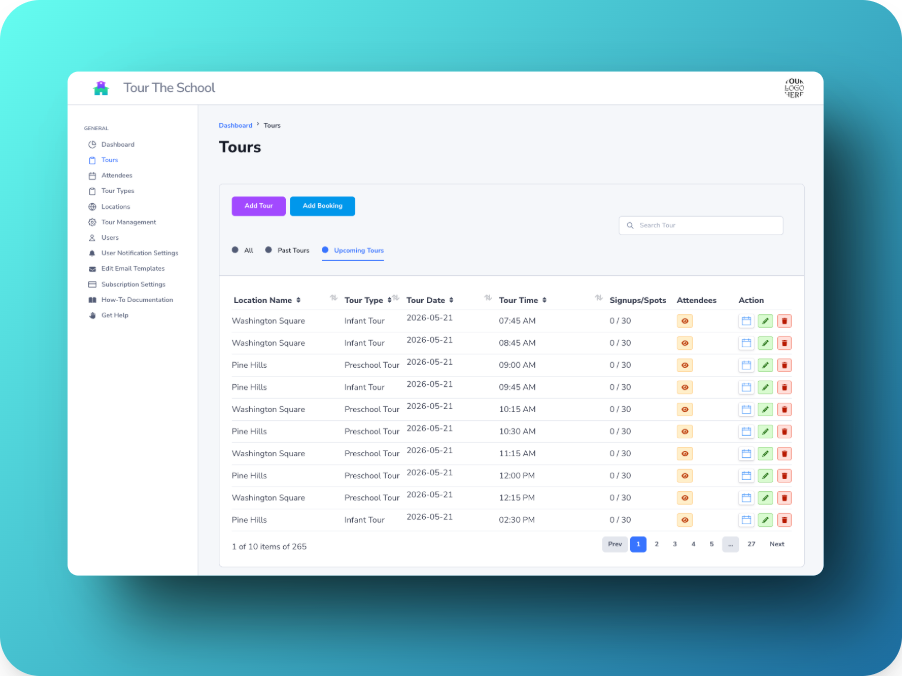 TourTheSchool interface screenshot