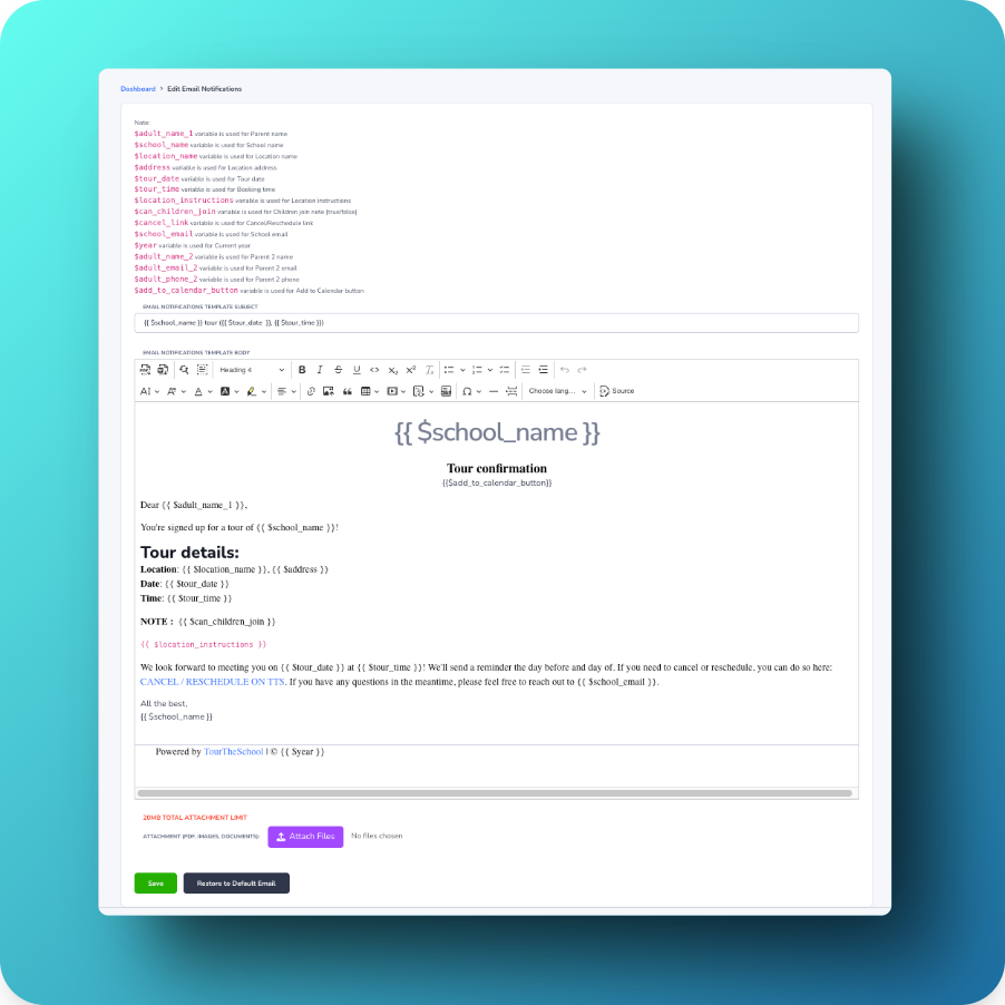 TourTheSchool interface screenshot